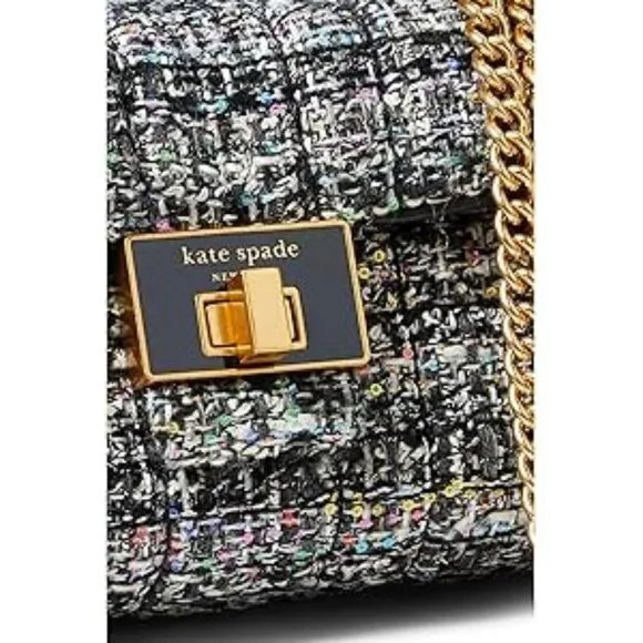 #120 - NWT - Kate Spade New York Evelyn Sequin Tweed Small Shoulder Crossbody - Picture 9 of 16
